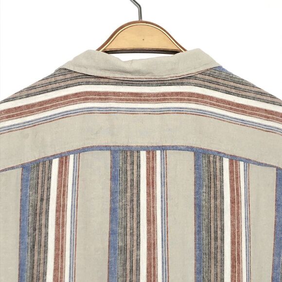 Madewell Shirt Men’s Small Beige Easy Short-Sleeve Stripe Linen Faded Wicker New - Picture 12 of 15